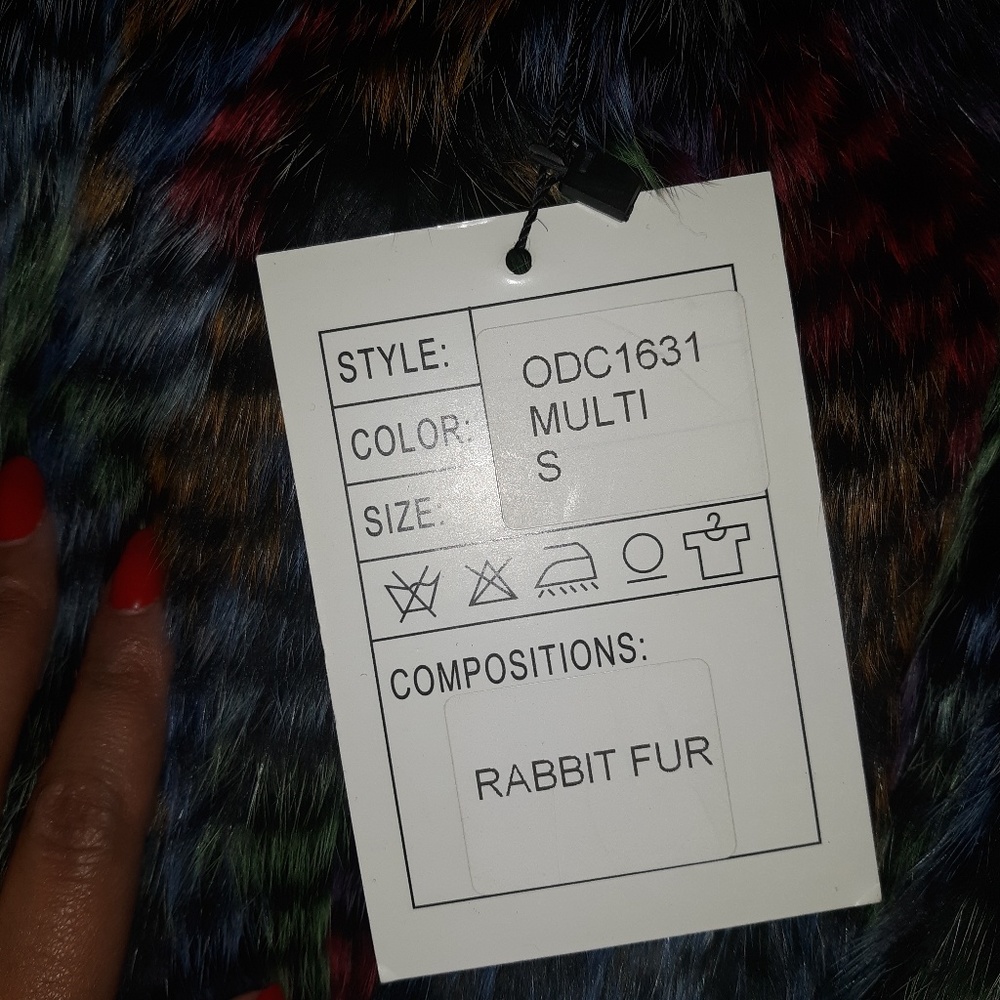 Multi Colored Knit Rabbit Fur Vest - Picture 7 of 8